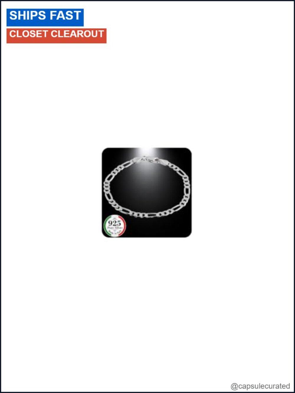 925 Sterling Silver Figaro Chain Bracelet for Men - Gift Idea